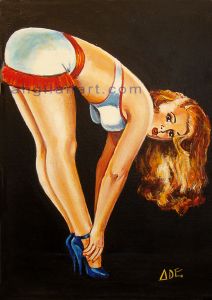 "Touch those toes!" Pinup art