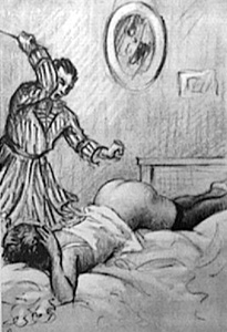 M/F spanking illustration by P. Beloti (1930s).