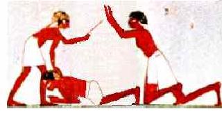 Worker being punished, from the tomb of Menna, Egypt.
