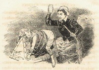 Drawing of girl on a birching horse by P. Fusty (1909).