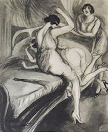F/G spanking/birching illustration from Édith préceptrice (1930, posthumously).