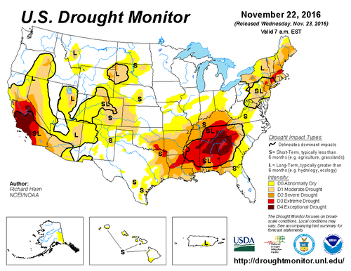 2016 US Drought map