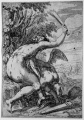 Venus chastising Cupid. Engraving after Francesco Mazzola, called Parmigianino (c. 1550)