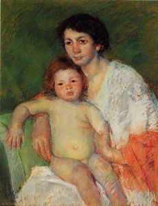 Mary Cassatt (1844-1926), Nude Baby on Mother's Lap Resting Her Arm on the Back of the Chair (1913).