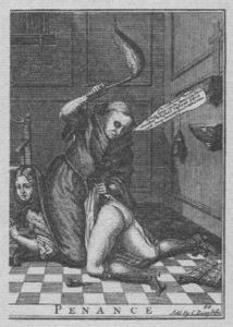 Penance, engraving by an unknown English artist, 18th century.