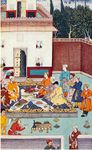 A banquet including roast goose given for Babur by the Mirzas in 1507 (miniature ~)
