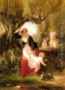 The Spanking, F/m, oil on canvas by Francois-Claudius Compte-Calix (1813-1880)