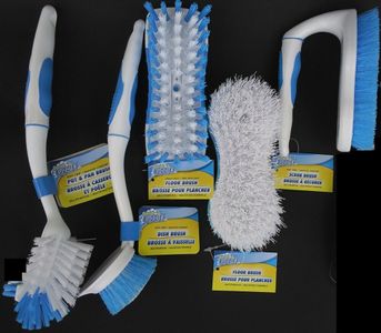 A number of cleaning brushes.