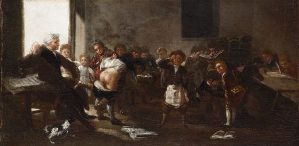 School corporal punishment painting by Francisco de Goya y Lucientes (c. 1780).
