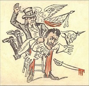 Uncle Sam spanks Kaiser Bill, also from World War I.