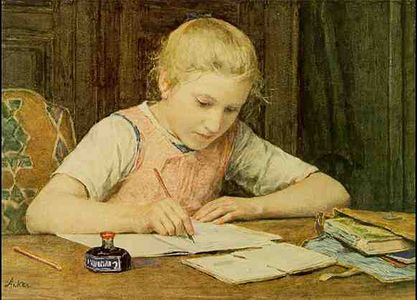 Albert Anker Girl Writing