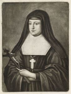 A nun, mezzotint, circa 1700.