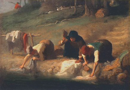 Les lavandières (The washerwomen), painting by Jean-François Millet (1814-1875).