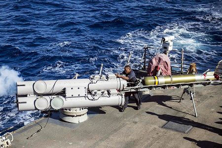 2 x Mk-32 triple torpedo tubes amidships[Note 5]