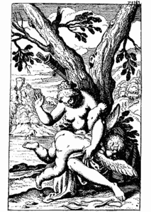 Venus giving Cupid a hand-spanking.