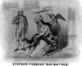 Stephen finding "His Mother". Political spanking cartoon about the Kansas-Nebraska Act of 1860.