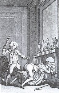 Historic M/F erotic spanking illustration.