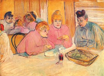 Lautrec the ladies in the brothel dining-room 1893.jpg