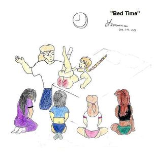 "Bed Time", drawing by Lawrence Kinden (2003).