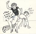 Example of "Aïe!!" in a spanking drawing by erik (2000)