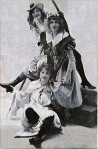 Amélie Diéterle, Ève Lavallière and Émilienne d'Alençon, at the Théâtre des Variétés, in Paris in 1898.