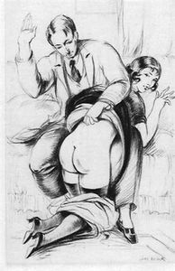 Spanking illustration for the novel Sous la tutelle by René-Michel Desergy (1932).