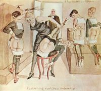 Side-button drawers were also worn by boys, as in this spanking drawing by A. Hegener (Richard Hegemann).