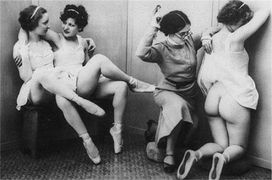 Ballet teacher disciplines a student. Ostra Studio (c. 1930s).