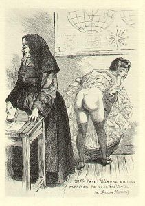 A nun/girl spanking illustration by Martin van Maële.