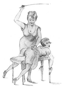 Vintage spanking drawing by an anonymous artist.