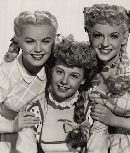 Left to right: June Haver, Vera-Ellen, and Vivian Blaine in Three Little Girls in Blue (1946)