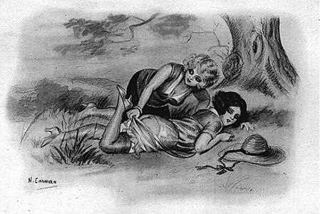 Illustration by N. Carman for the spanking novel Trente ans by René-Michel Desergy (1928).