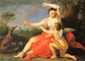 Diana taking away Amor's bow, painting by Pompeo Girolamo Batoni (1708-1787)