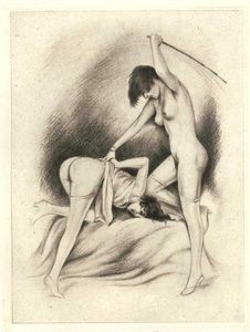 F/F spanking drawing by Eugene Reunier.