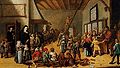 Schulstube mit Portrait einer Familie (Schoolroom with portrait of a family), painting by Jan Miense Molenaer (1634).