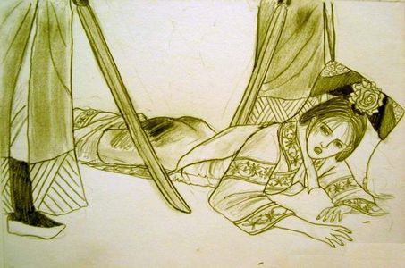 An artist's impression of Consort Zhen's punishment in 1902.