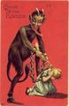 Krampus pulling a girl's hair.