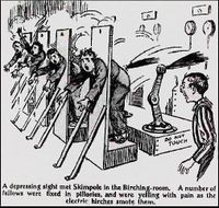 Vintage cartoon drawing of "electric birches".