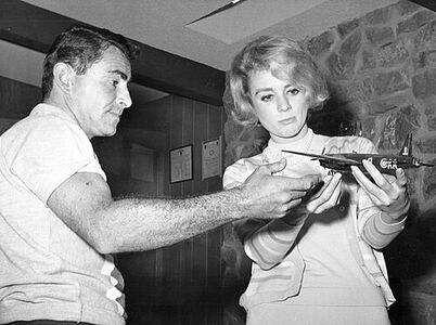 Stevens appeared in two episodes of Rod Serling's The Twilight Zone (image at his home in 1960).