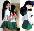 A cosplayer (left) and the anime character she's representing (right).